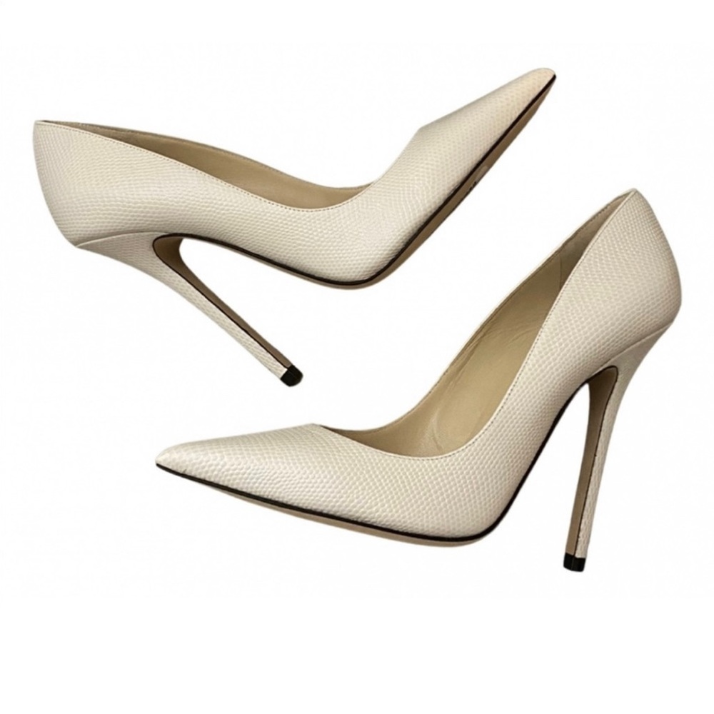 Jimmy Choo Anouk Lizard Latte Heels 36.5 NWT WOMEN PUMPS